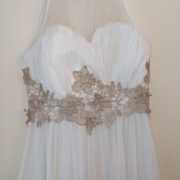 Sleeveless illusion neck party dress sz 1 - Picture 11 of 12